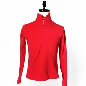 Mountain Hardwear Fleece Quarter Zip Pullover Red Women's M‎ Baselayer Outdoor